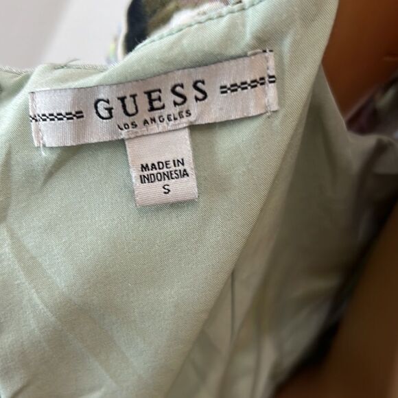 Guess Dress Sz Small Tropical Floral Sweetheart Neck Adjustable Straps Pockets - Picture 10 of 15